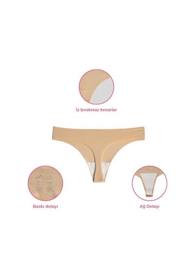 Alya Underwear Lazer Kesim Dikişsiz Tanga Külot, Seamless String 6'lı Paket Ten