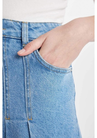 Defacto Fashion Fit Pileli Jean Mini Etek B9853AX24SMNM39 Mavi