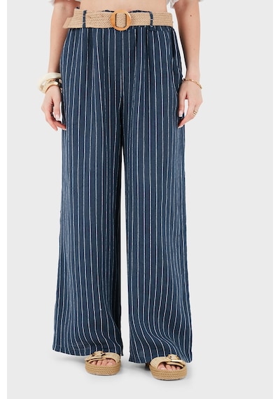Via Dante Çizgili Relaxed Fit Yüksek Bel Bol Paça Keten Pantolon Bayan Pantolon 5056rn Lacivert Via Dante Çizgili Relaxed Fit Yüksek Bel Bol Paça Keten Pantolon Bayan Pantolon 5056rn Lacivert