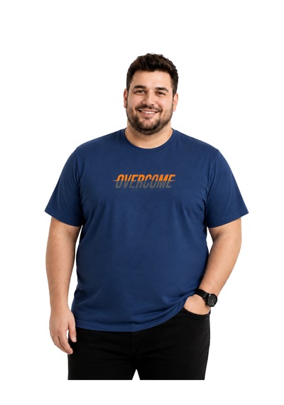 Battalmoda Erkek Büyük Beden İndigo Bisiklet Yaka Kısa Kollu Overcome Tişört 3xl-4xl-5xl-6xl Battalmoda Erkek Büyük Beden İndigo Bisiklet Yaka Kısa Kollu Overcome Tişört 3xl-4xl-5xl-6xl