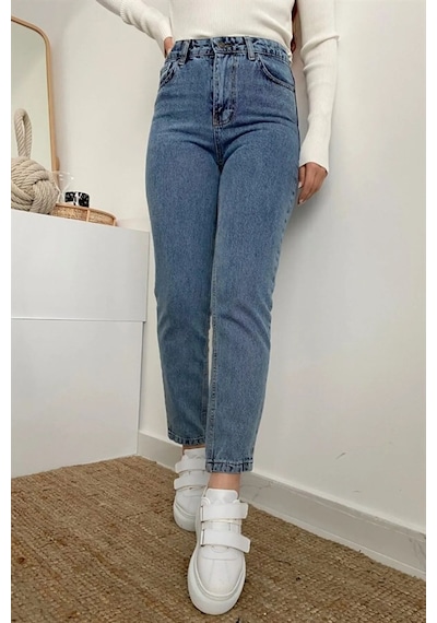 Woddi 2025 Kar Mavi Mom Pantolon Jeans Likralı Esnek Kot Jnswrld Taş1