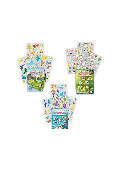 My Sticker Book '' Dinozorlar-böcekler-sualtı'' , 3lü Set Tükenmeyen Sticker Kitabı
