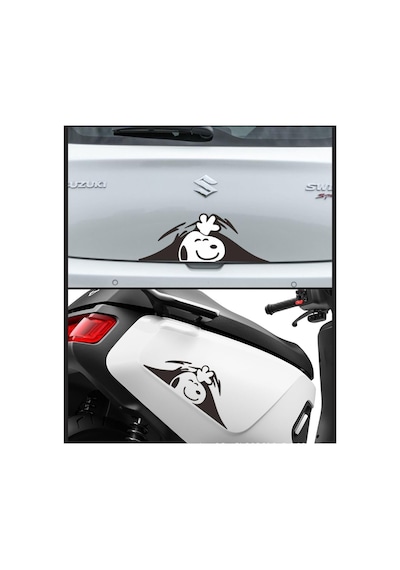 Snoopy Araba, Motorsiklet, Kask, Laptop, Cam, Duvar Sticker 20x7,3 Cm 1