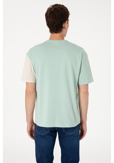 U.S. Polo Assn. Erkek Comfort Fit Bisiklet Yaka Su Yeşili Tişört 50306903-VR048