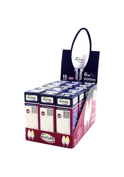 Diyarı Fırsat El-08-y1 Mum Tipi Led Ampul 6w E14 Beyaz Işık 15'li Paket Kp-10-1489