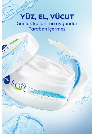 Soft Nemlendirici El Ve Vücut Bakım Kremi 300ml, 48 Saat Nemlendirici, Jojoba Yağı, E Vitamini
