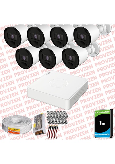 Provzen Rv Hikvision 7 Kameralı Full Hd 20mt Gece Görüşlü Güvenlik Kamerası Olay Anında Bildirim