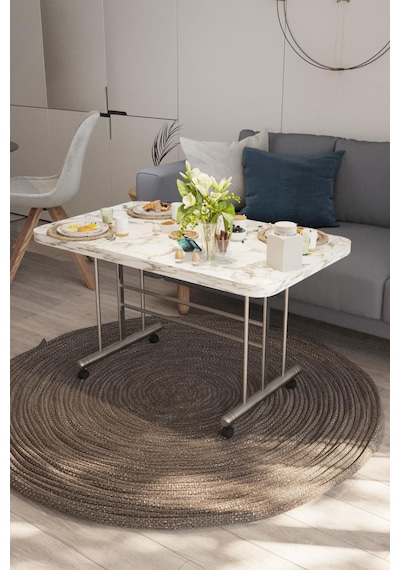 Avenza Living 70 110 Tekerlekli Orta Sehpa Beyaz - Beyaz Mermer Avenza Living 70 110 Tekerlekli Orta Sehpa Beyaz - Beyaz Mermer