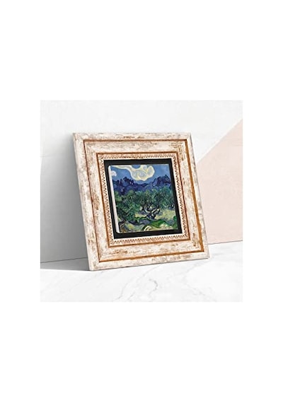 Van Gogh Zeytin Ağaçları Taş Duvar Tablosu - Çerçeveli Taş Tablo - Dekoratif Duvar Sanatı - Modern Ev Ve Ofis Du