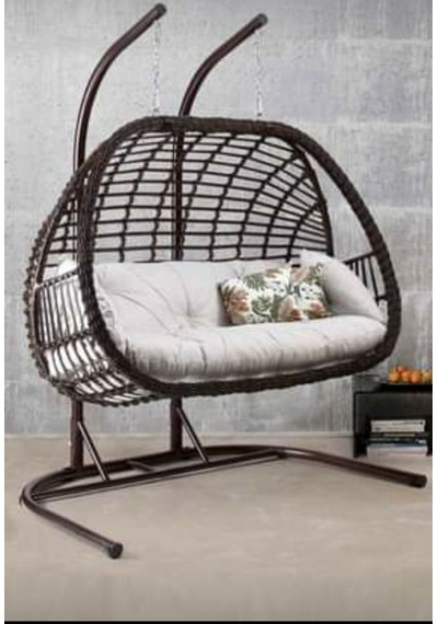 Makrome&Tasarım Çift Kişilik Rattan Salıncak (519321514) Kahverengi