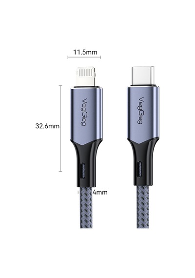 Veggieg 27w 3a Usb Type-c To Lightning iPhone Apple Uyumlu iPad  Hızlı Şarj Ve Data Kablosu 2 Metre