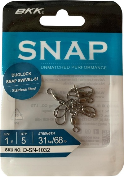 Bkk Duolock Snap Swivel-51 No:1 Klipsli Fırdöndü (5'li Paket)