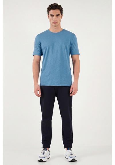 Buratti Bisiklet Yaka % 100 Pamuk Regular Fit Basic Erkek T Shirt 59020001 Mavi