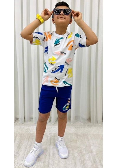 Mnk Baby & Kids Erkek Çocuk Baskılı Şortlu Yazlık Takım M00710 Lacivert