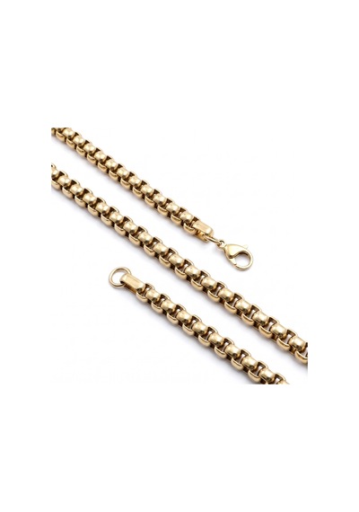 Moncuk Design Oval Arnavut Erkek Çelik Kolye 6mm 55cm Gold 3351eck022 Sarı