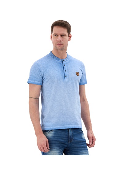 Cipo & Baxx Hakim Yaka Düğmeli Basic Erkek T-shirt Ct835 Mavi