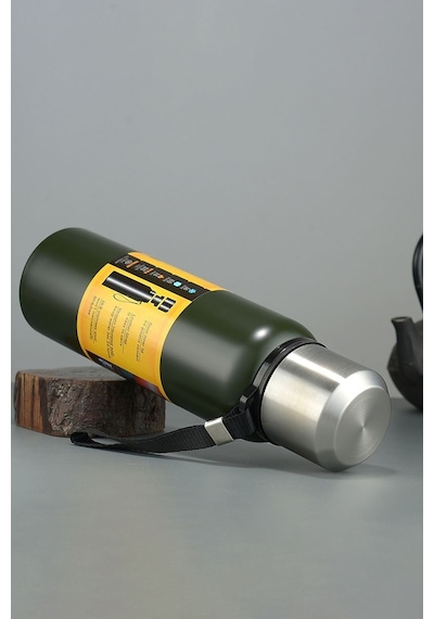 304 L Çelik 1000 Ml Yeşil Kamp Piknik Termos Cin492ys Yeşil