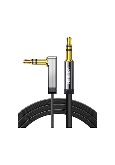 Ugreen 90 Derece Dik Açılı 3.5mm Flat Aux Ses Kablosu 1 Metre, 10597