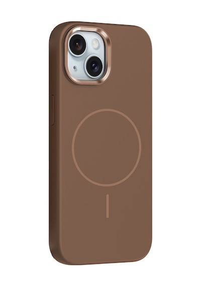 Apple Uyumlu iPhone 14 Kılıf M-safe Şarj Özellikli Metal Kamera Çerçeveli Zore Edi Silikon Kapak Kahverengi