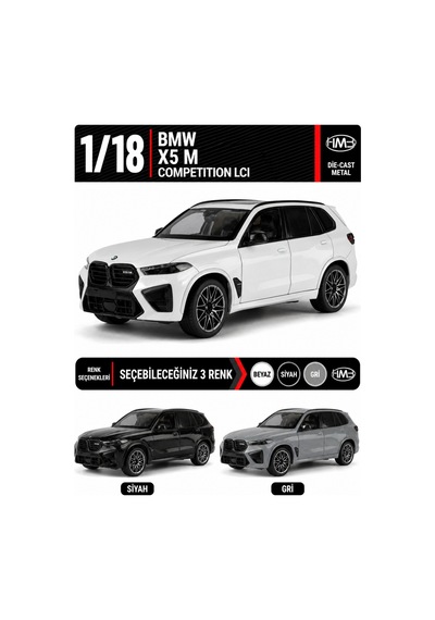 1:18 Bmw X5 M Competition Lisanslı Metal Diecast Model Araba Gri Çok Renkli