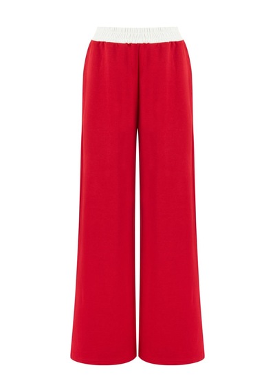 Nocturne Oversize Midi Kadın Pantolon - Günlük Rahatlık Kırmızı