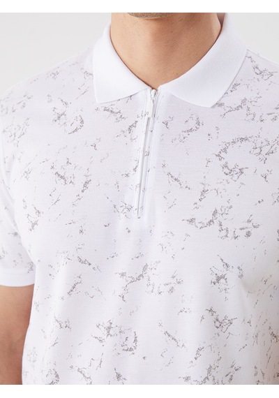 Lcwaıkıkı Classic Beyaz Polo Yaka Desenli Pike Erkek Tişört
