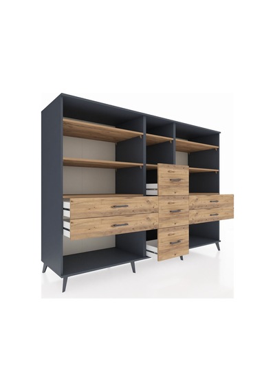 Kronos Dolap 8 Raflı 7 Çekmeceli 220x59x163 Antrasit-çam Antrasit-çam Kronos Dolap 8 Raflı 7 Çekmeceli 220x59x163 Antrasit-çam Antrasit-çam