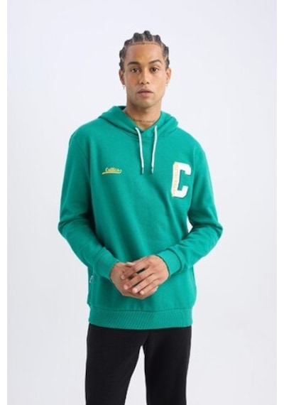 DeFactoFit NBA Boston Celtics Standart Fit Kapüşonlu Sırt Baskılı Kalın Sweatshirt Y7320AZ24AUGN1046 Yeşil