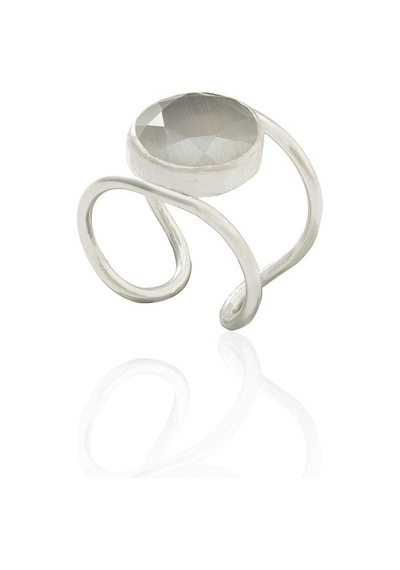Kadir Jewellery 925 Ayar Gümüş Kaplama Zirkon Taşlı Kadın Minimal Yüzük Gri