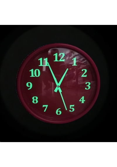 Fosforlu Gece Parlayan 28 Cm Duvar Saati 4 Adet Çanta Hediyeli Kırmızı Fosforlu Gece Parlayan 28 Cm Duvar Saati 4 Adet Çanta Hediyeli Kırmızı