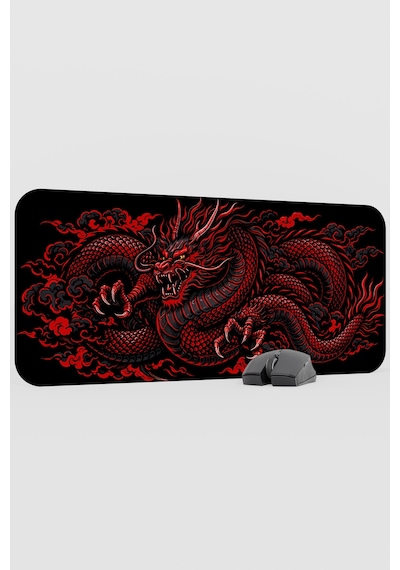 Ejderha Kırmızı V1 70x30 Xl Gaming Kauçuk Kaymaz Taban Mouse Pad Fare Altlığı