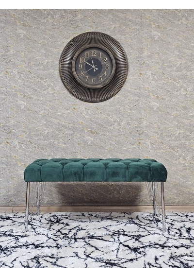 Zafir Krom Tel Ayaklı 90 Cm Puf Bench - Puf - Bench - Kasalı Oturak - Oturak - Yatak Ucu Puf Yeşil