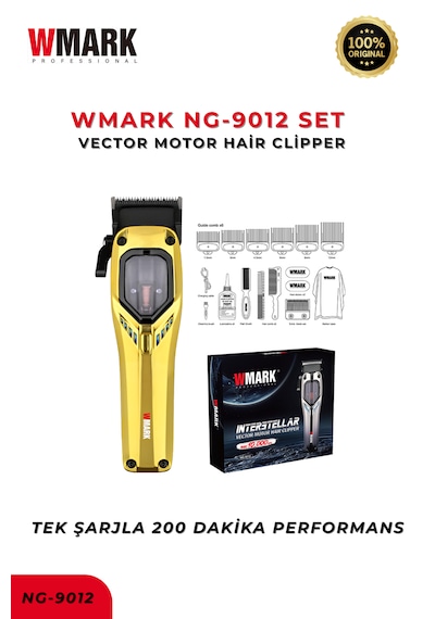 Ng -9012 Gold Tıraş Makinesi Set Vector Motor / Uzun Süre Kablosuz Kullanım 3.5 Saat