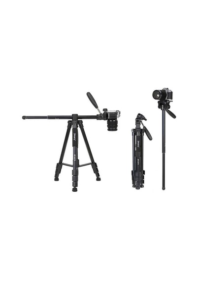 Jmary KP2274 Tripod 147 cm 3 Kademeli Profesyonel Oynar Başlık - ZORE-262650 Siyah