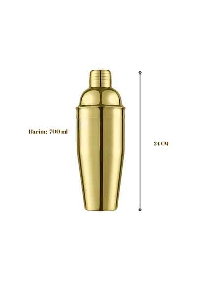 Perlotus Çelik Gold Kaplama 700 Ml Kokteyl Shaker Karıştırıcı