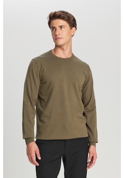 AC&Co / Altınyıldız Classics Erkek Hakı Pamuklu Standart Fit Normal Kesim Bisiklet Yaka Triko Kazak Haki AC&Co / Altınyıldız Classics Erkek Hakı Pamuklu Standart Fit Normal Kesim Bisiklet Yaka Triko Kazak Haki