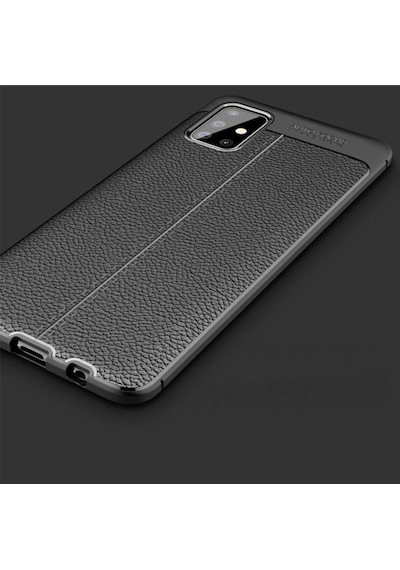Samsung Uyumlu Galaxy A51 Kamera Korumali Deri Görünümlü Silikon Kilif 401765063