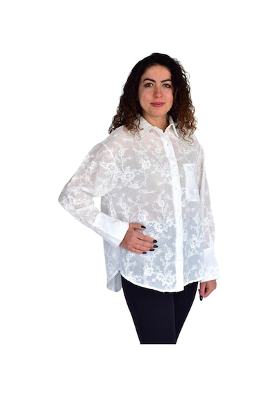 Kadın Yazlık Otantik Çiçekli Gömlek Bgl-st04249 Ekru