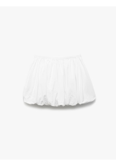 Koton Pamuklu Beli Lastikli Oversize Balon Mini Etek Beyaz 5sal70034ıw Beyaz