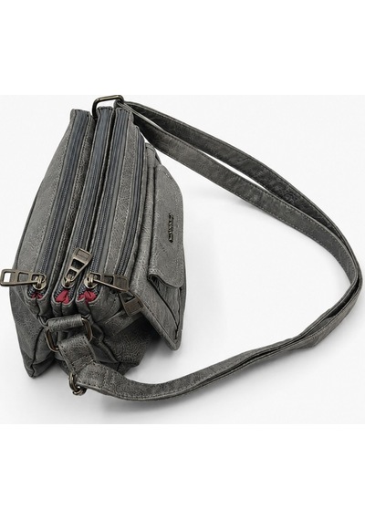 Sanmorris Ss 001 Kadın Yumuşak Dokulu 7 Bölmeli Çapraz Omuz Çantası Gri GRİ