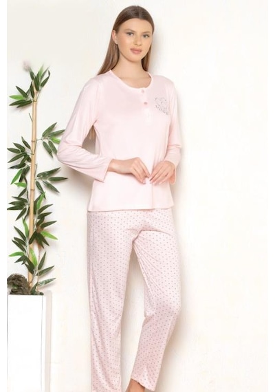 Mevsimlik Uzun Kol Pijama Takım Viskon Alperi 790-27 SOMON