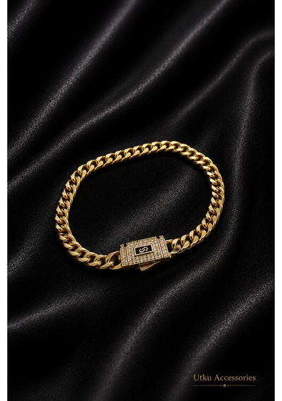 Cmjewelry Gurmet Gold Çelik Bileklik Altın