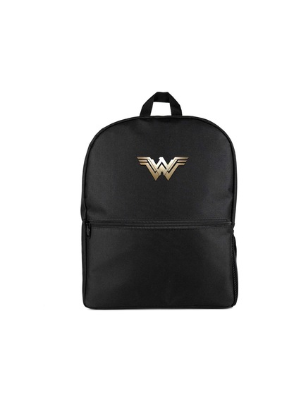 Wonder Woman Metal Logo Siyah Sırt Çantası