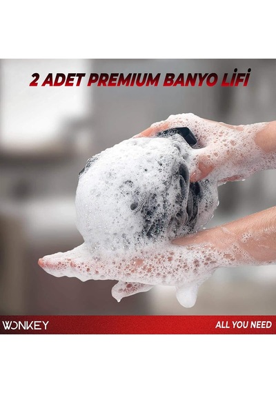 Premium Banyo Lifi Ve Duş Lif, Yumuşak Vücut Yıkama Lifi, Karışık Renkli Banyo Kesesi, Peeling Etkili Kese, Vücut Keseleme Süngeri- 2'li Paket