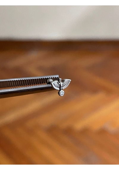 316 L Cerrahi Çelik Dudak Piercing Kıkırdak Helix Tragus Conch Zirkon Taşlı Figürlü Piercing Gümüş - Pembe