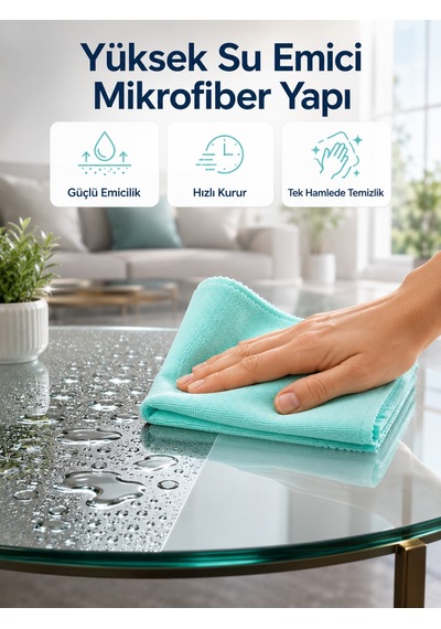 Cam Ayna Ve Parlak Yüzeyler İçin Mikrofiber Temizlik Bezi Leke Ve İz Bırakmaz