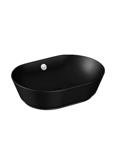 Geo 7427b083-0012 Oval Çanak Lavabo, 55 Cm, Mat Siyah Beyaz