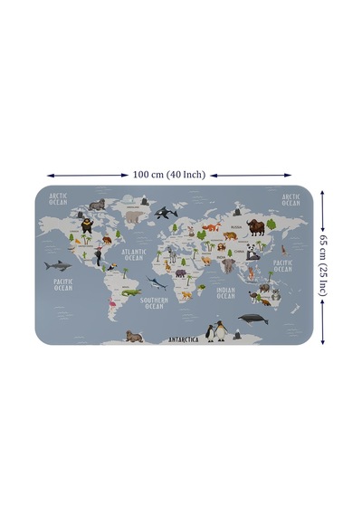 Eğitici Dünya Haritası Dünya Atlası Çocuk Ve Bebek Odası Duvar Sticker-60x105-3789 - Renkli Çok Renkli