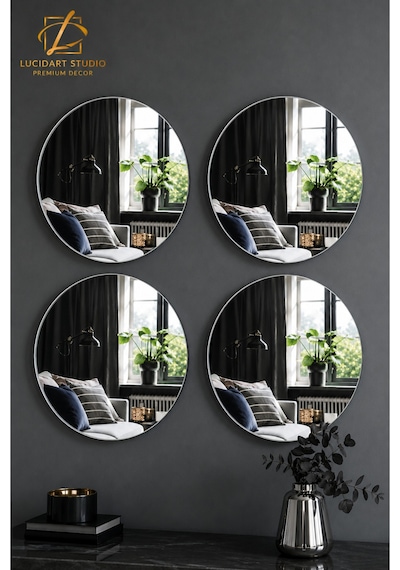 4 Adet 20x20 Cm Yuvarlak Gümüş Ayna Pleksi Dekoratif Hafif Pleksi Ayna Modern Duvar Dekoru Oval Form Pleksi Ayna Gümüş Renk Modern Ev Duvar Dekorasyonu Gümüş Gümüş