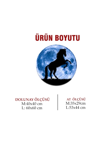 Kişiselleştirilebilir Led Işıklı Epoksi Katmanlı Tablo Lowell At Dolunay Mavi - 738226087 Mavi